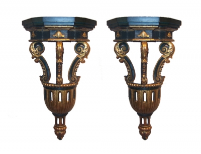 Pair of 19th C. Italian Carved Wall Brackets