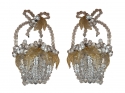 Pair of Elegant Crystal Basket Sconces